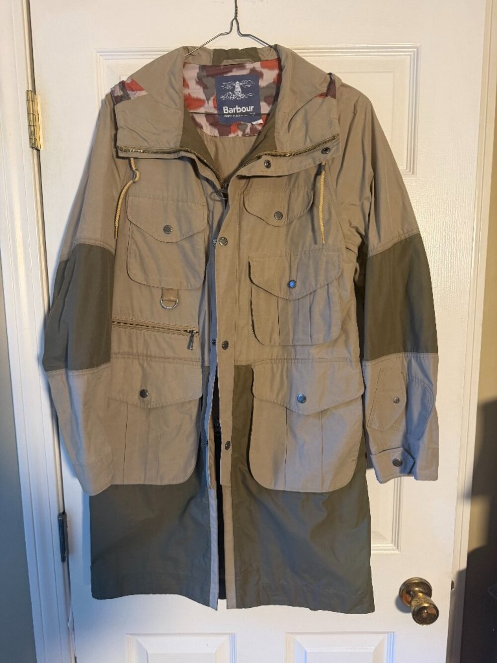 Barbour x White Mountaineering Parka Coat Mens Medium Olive Tan Camo Lining Rare